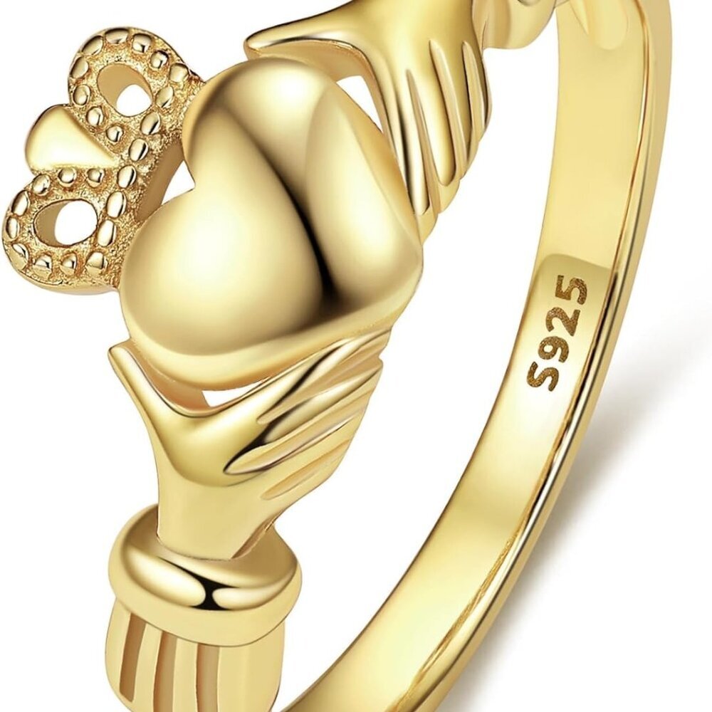 925 Sterling Silver Ring for Women, Minimalist Claddagh Ring Celtic Knot Ring fo